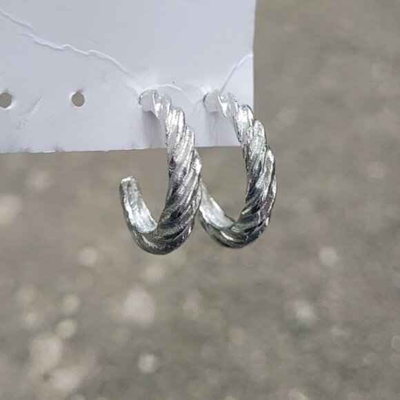 2 for $14! Silver Hoop Earrings NWOT - Picture 2 of 3